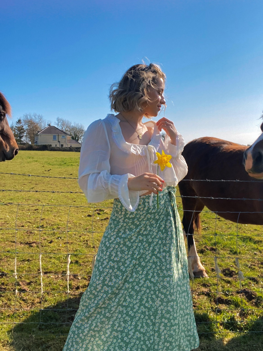 Linda - Midi Wrap Skirt - Green