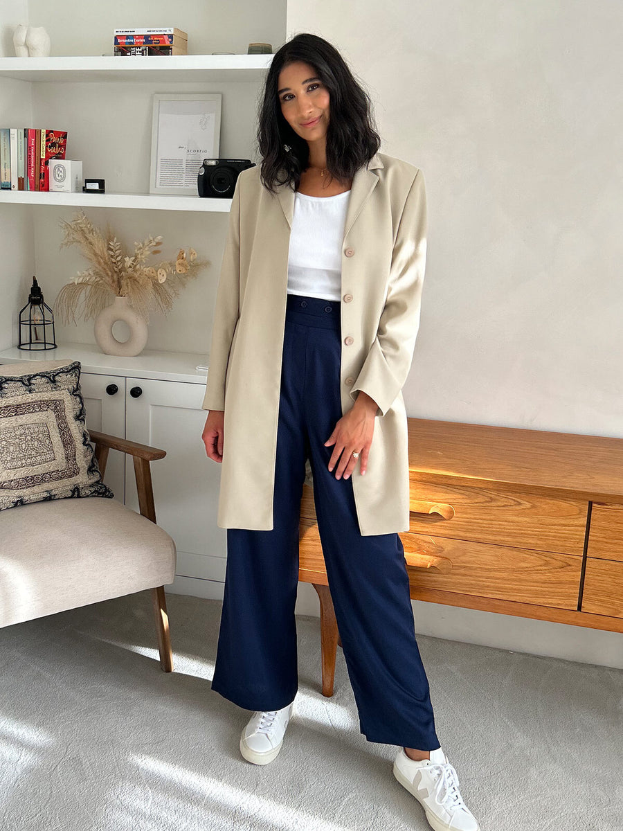 Beth - High Waisted Trouser - Navy - Sample