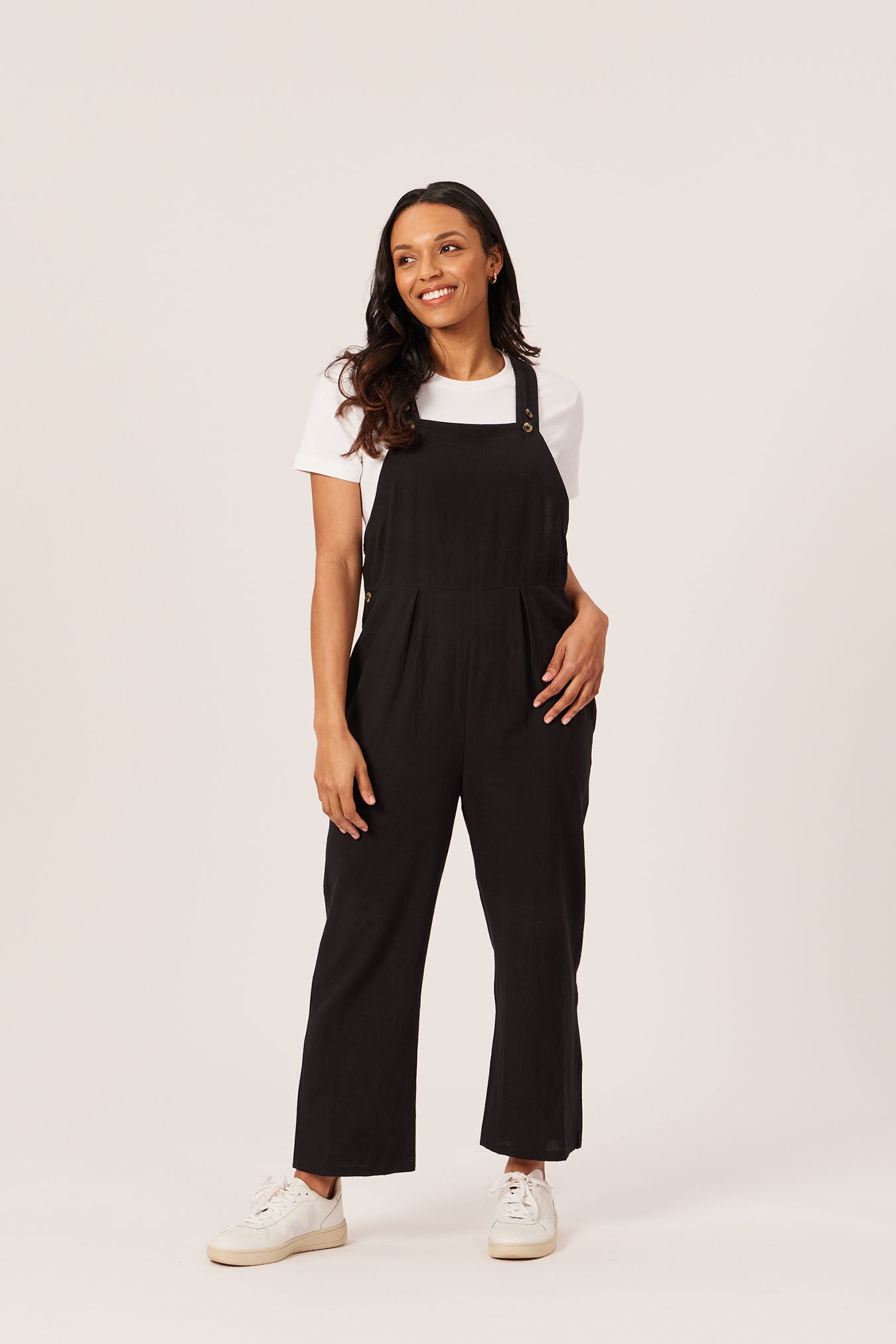 Black hot sale loose dungarees