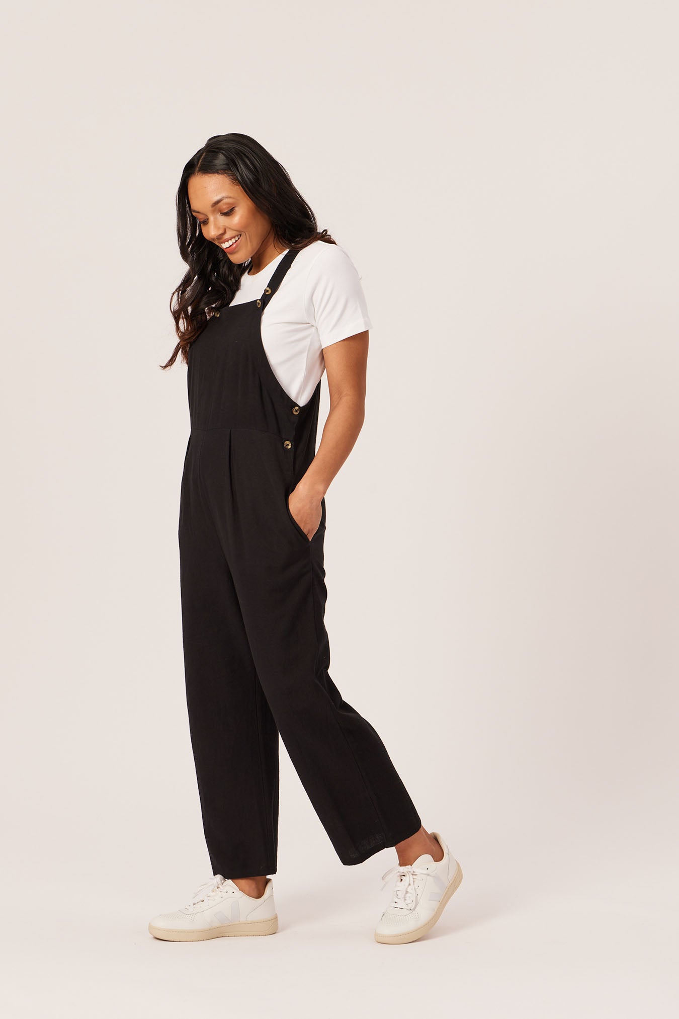 Black wide hot sale leg dungarees