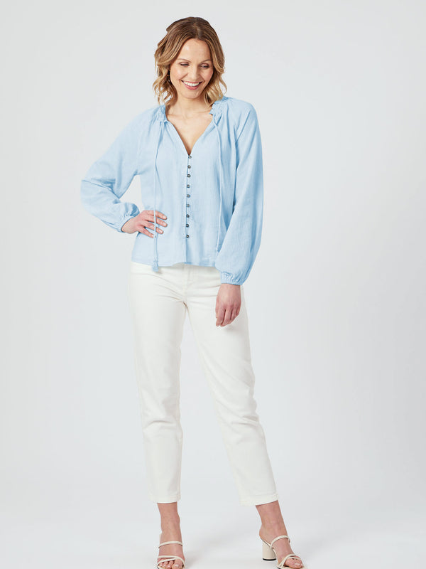 Charlotte - Peasant Blouse - Blue