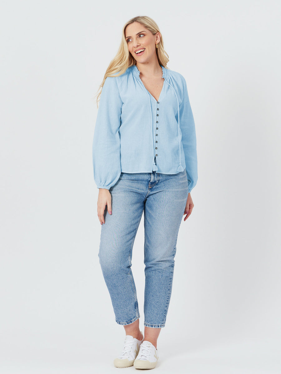 Charlotte - Peasant Blouse - Blue