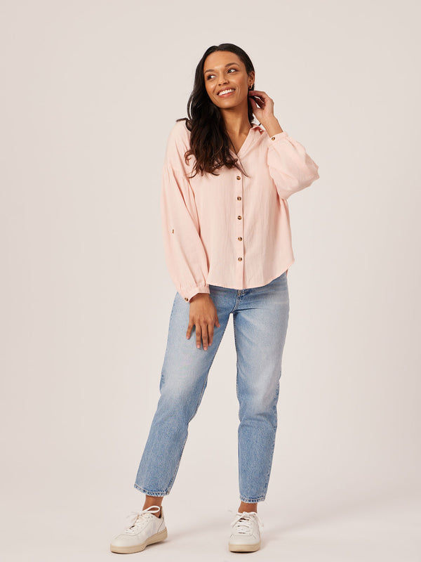 Martha - Relaxed Linen Shirt - Pink