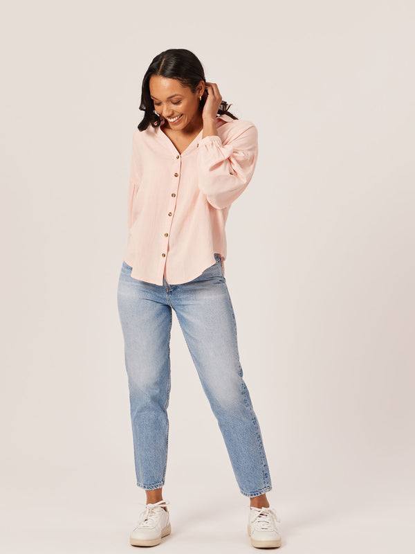 Martha - Relaxed Linen Shirt - Pink