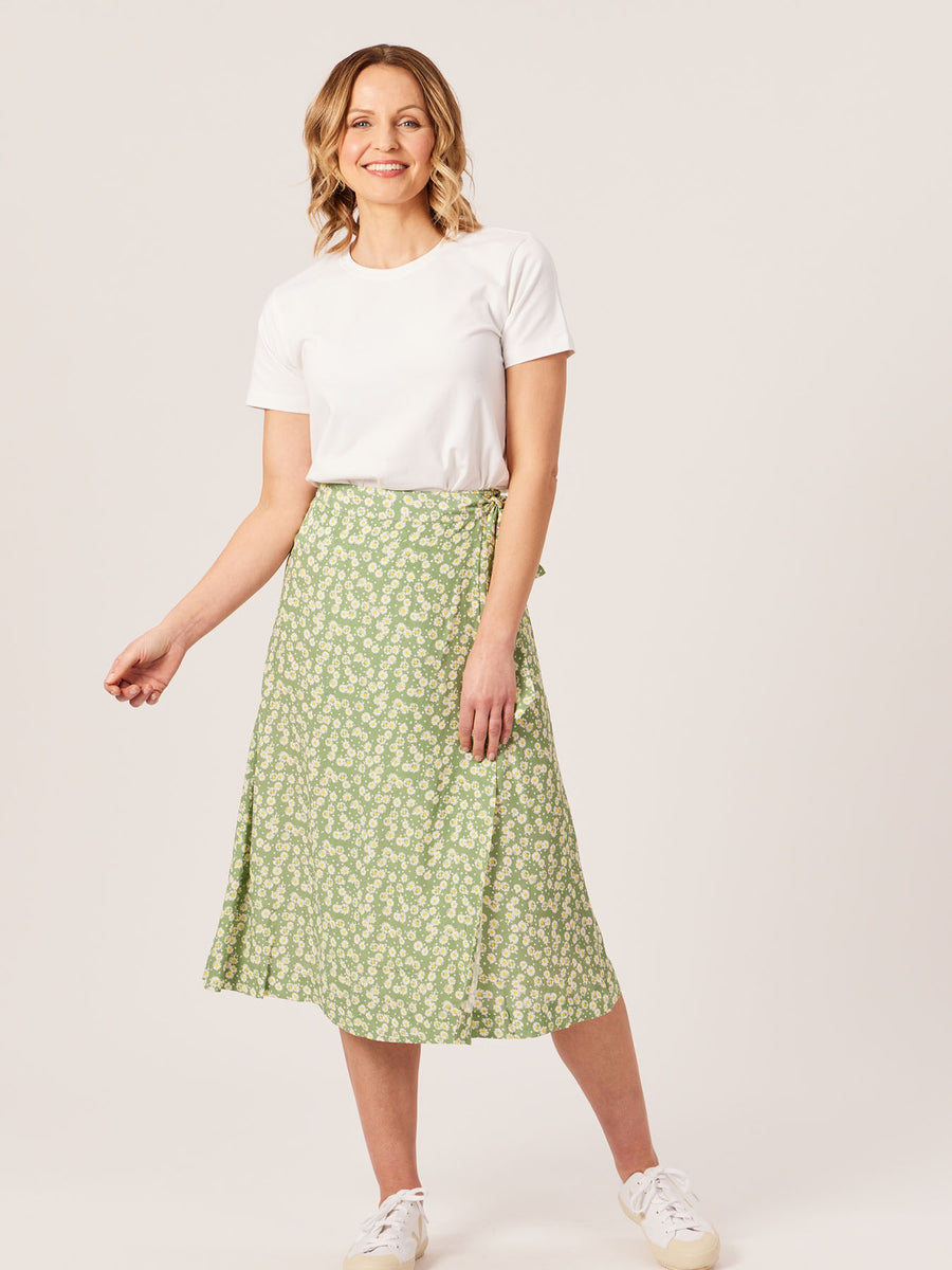 Linda - Midi Wrap Skirt - Green