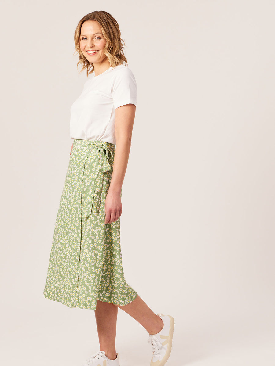 Linda - Midi Wrap Skirt - Green