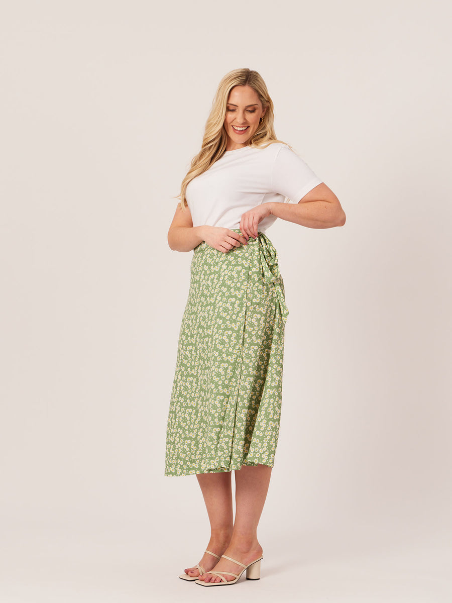 Linda - Midi Wrap Skirt - Green