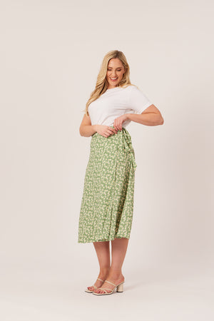 Linda - Midi Wrap Skirt - Green