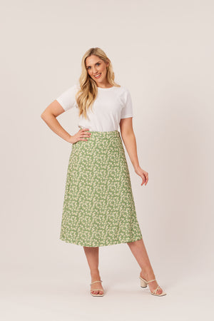 Linda - Midi Wrap Skirt - Green