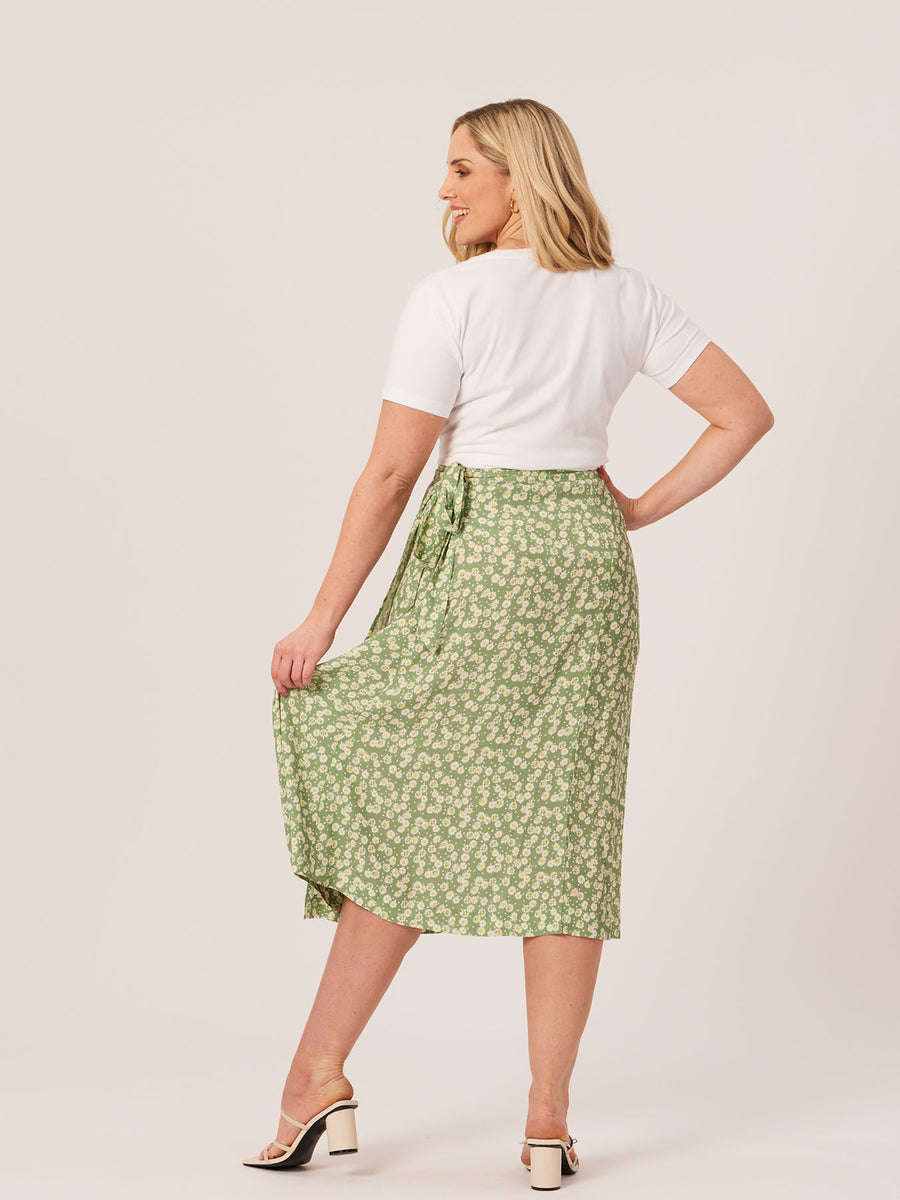 Linda - Midi Wrap Skirt - Green