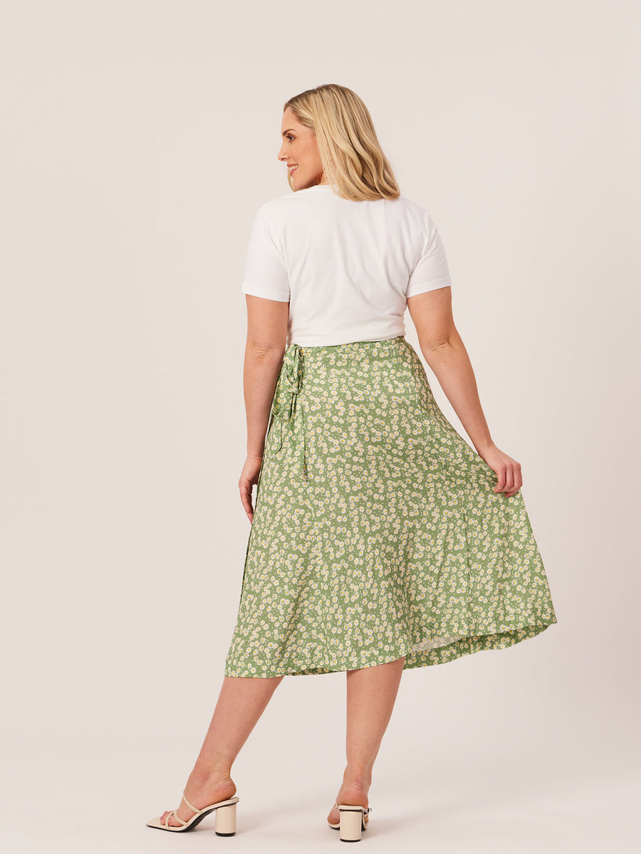 Linda - Midi Wrap Skirt - Green