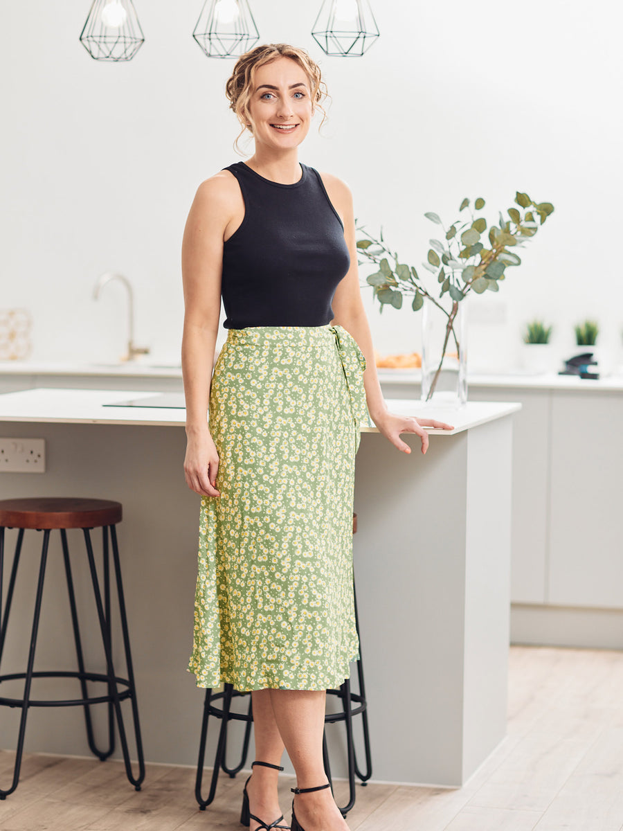Linda - Midi Wrap Skirt - Green