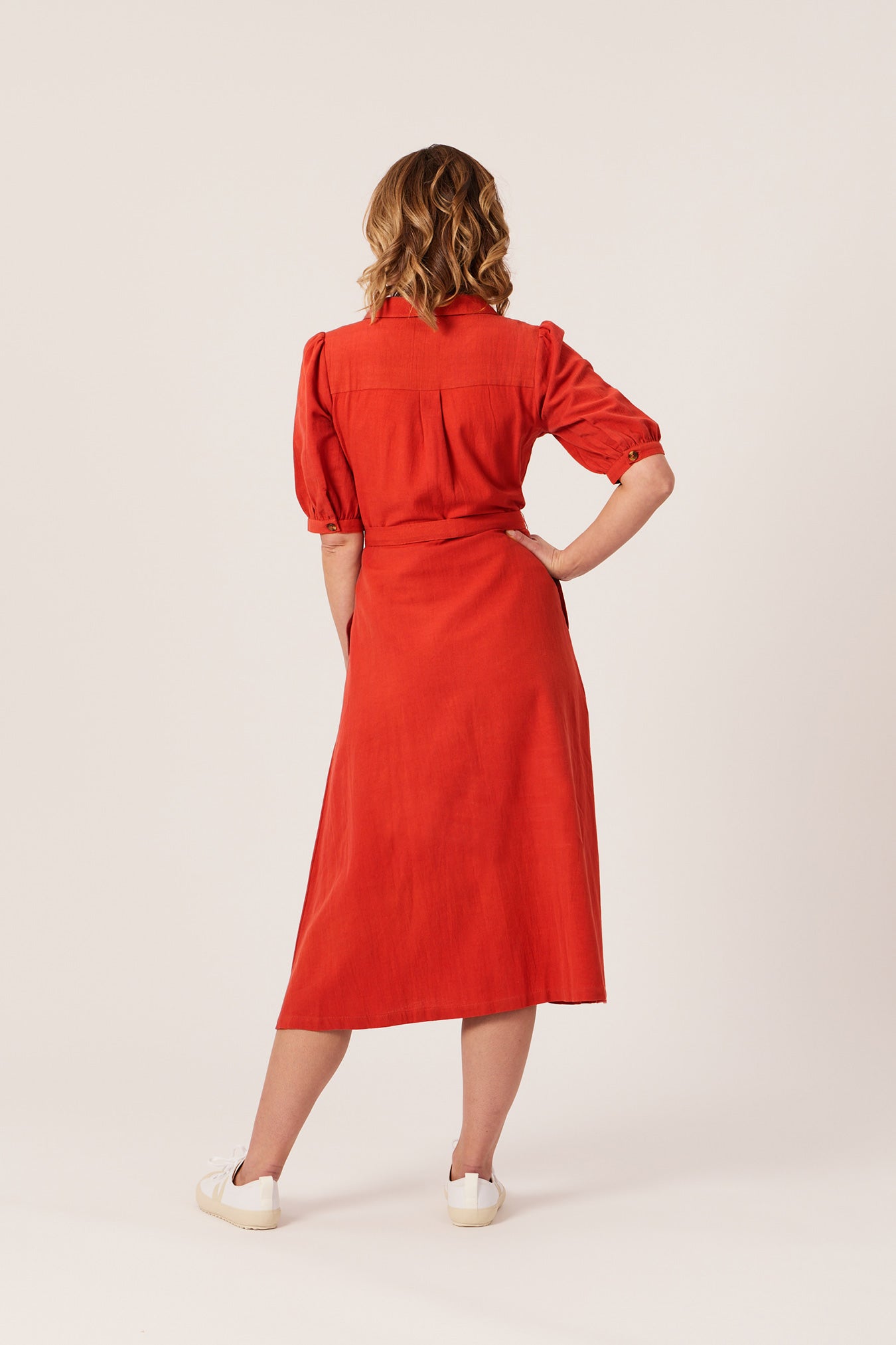 Red cotton cheap shirt dress