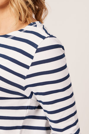 Elizabeth - Henley Jersey Top - Stripe