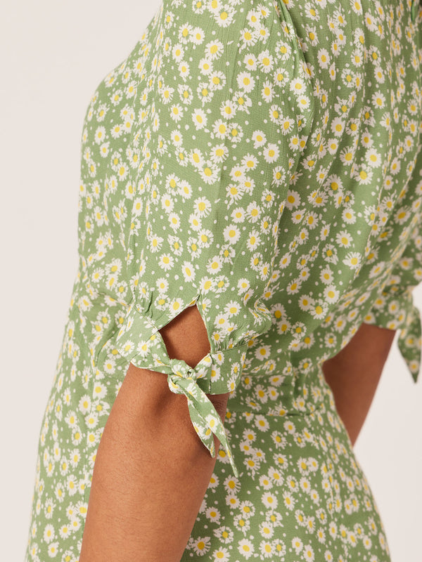 Sally-Grace - Tie Sleeve Midi Dress - Green