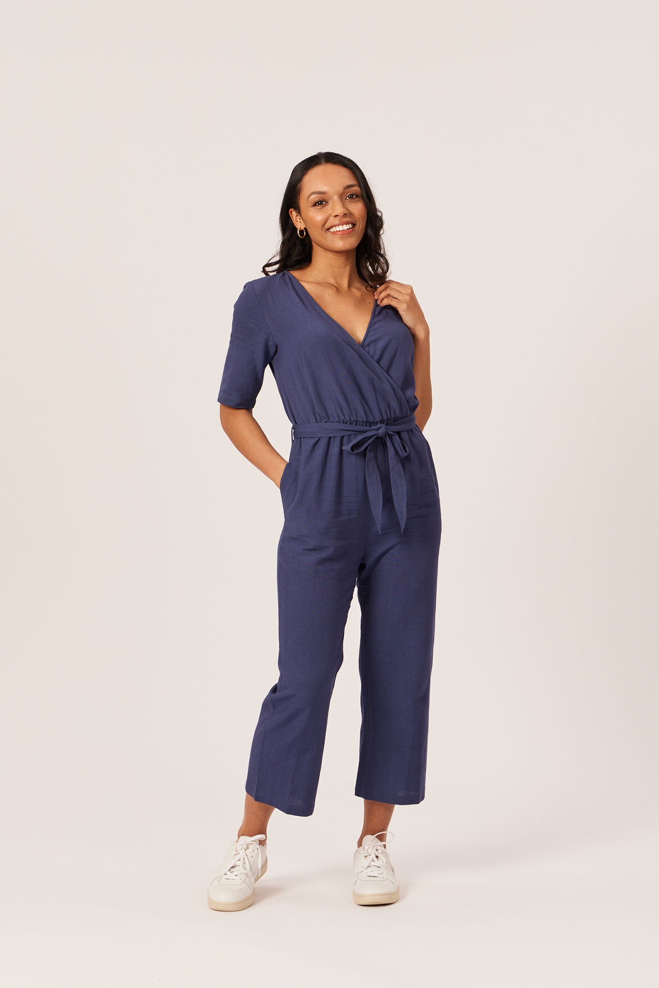 Suzanne - Wrap Jumpsuit - Navy – This is Unfolded