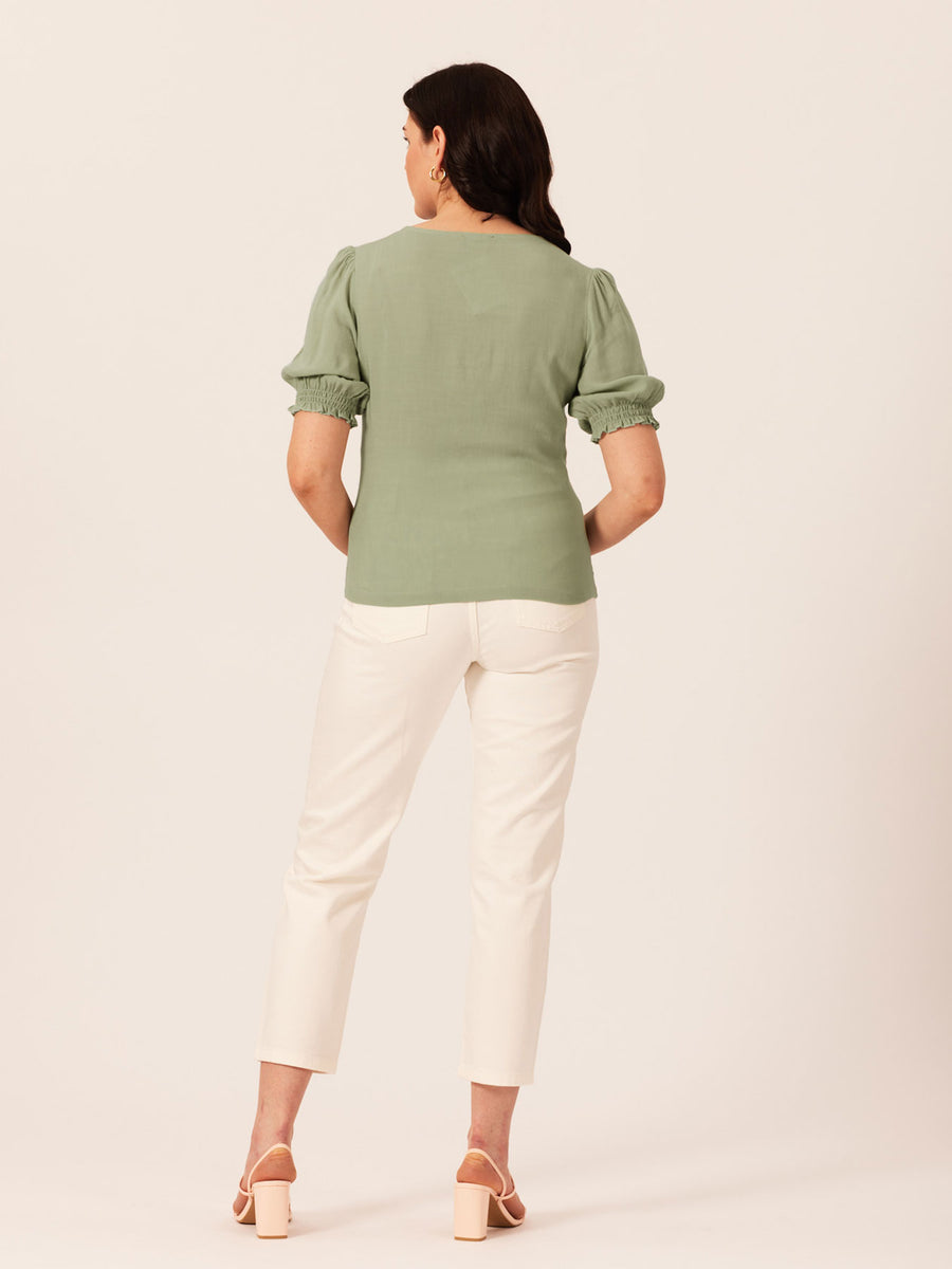 Caroline Button Front Puff Sleeve Top