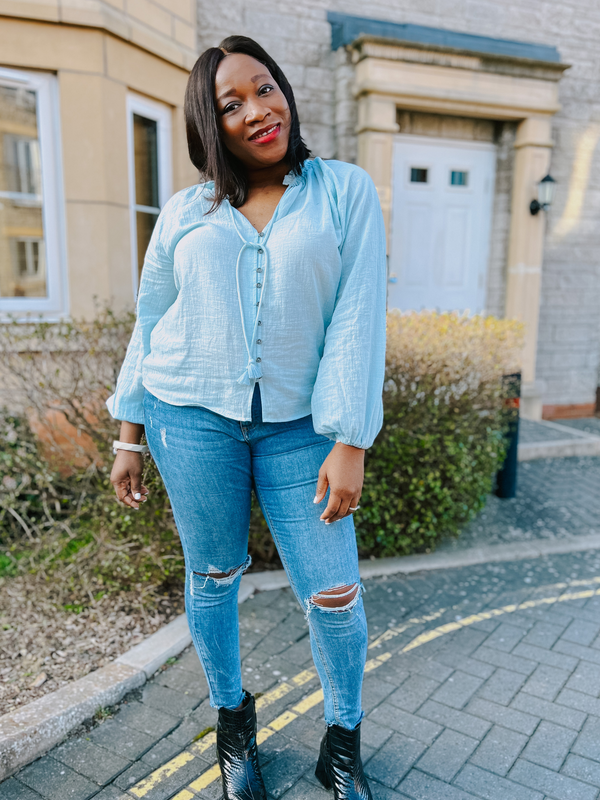 Charlotte - Peasant Blouse - Blue