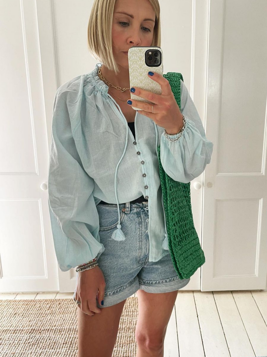 Charlotte - Peasant Blouse - Blue