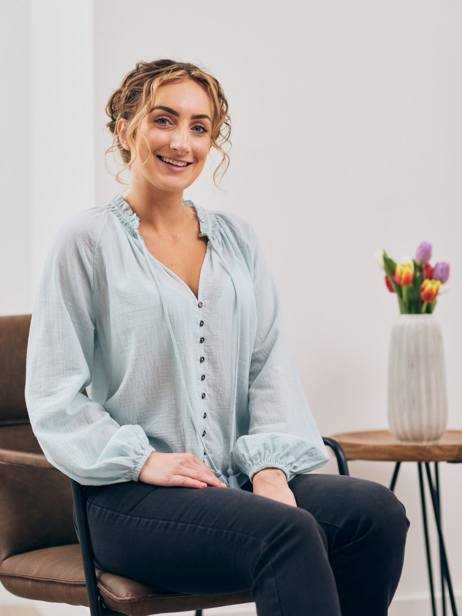 Charlotte - Peasant Blouse - Blue