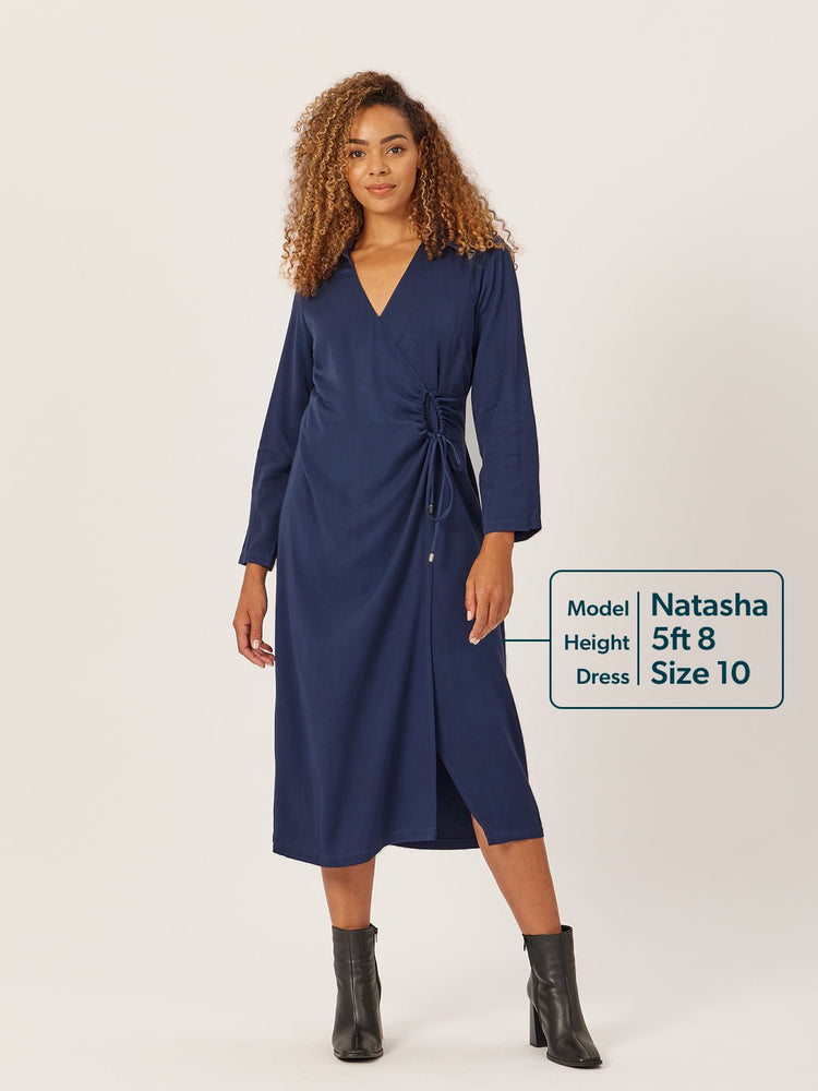 Christina - Wrap Midi Dress - Navy
