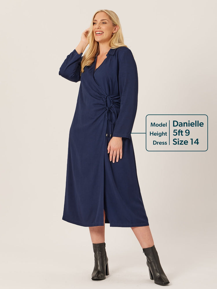 Christina - Wrap Midi Dress - Navy