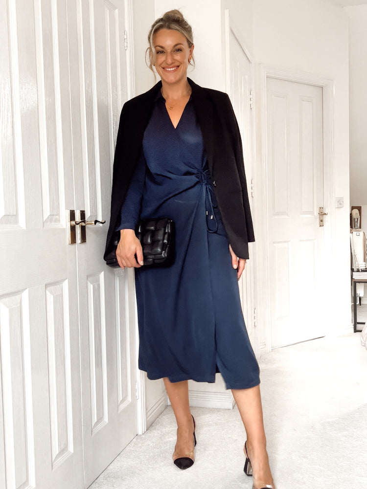 Christina - Wrap Midi Dress - Navy