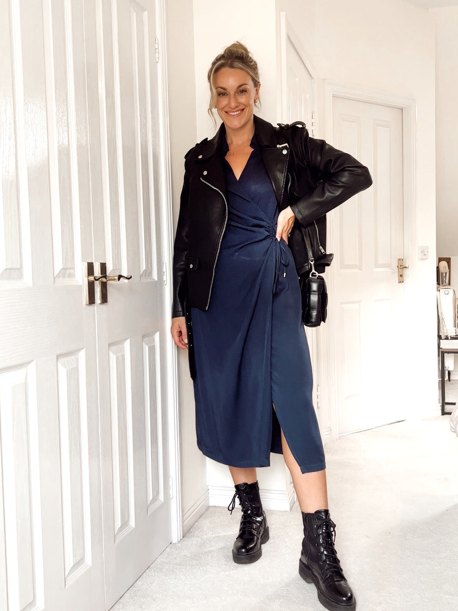 Christina - Wrap Midi Dress - Navy