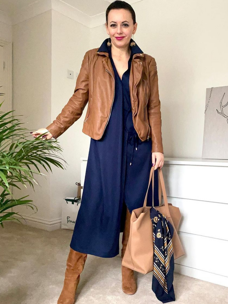 Christina - Wrap Midi Dress - Navy