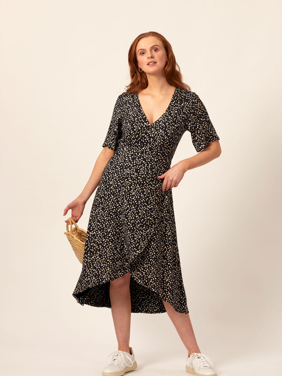 Claire - Midi Wrap Dress - Black