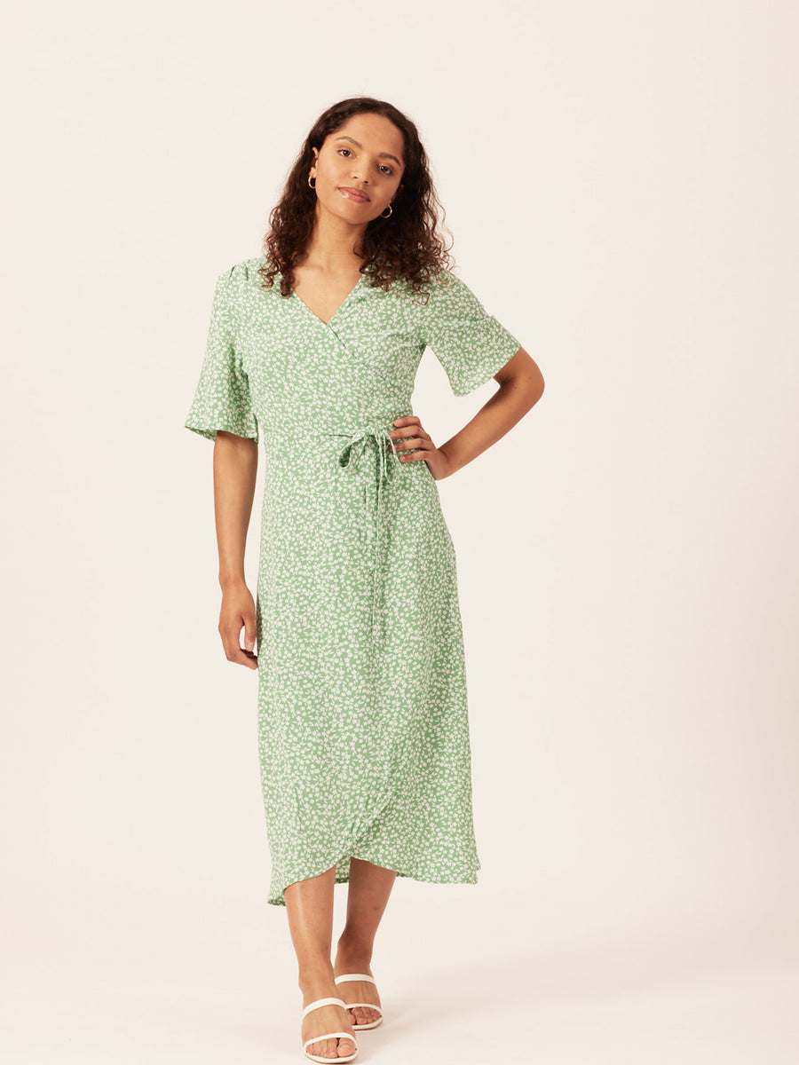 Claire Midi Wrap Dress Green