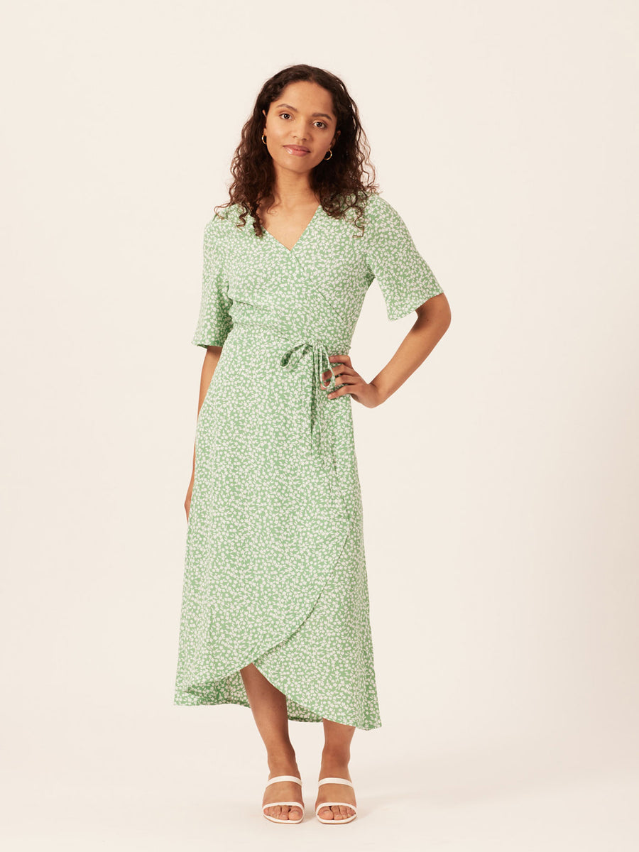 Claire Midi Wrap Dress Green