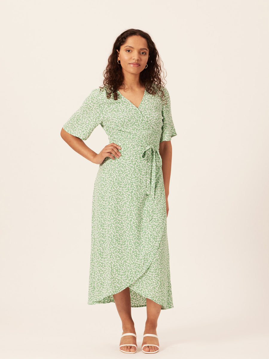 Claire Midi Wrap Dress Green