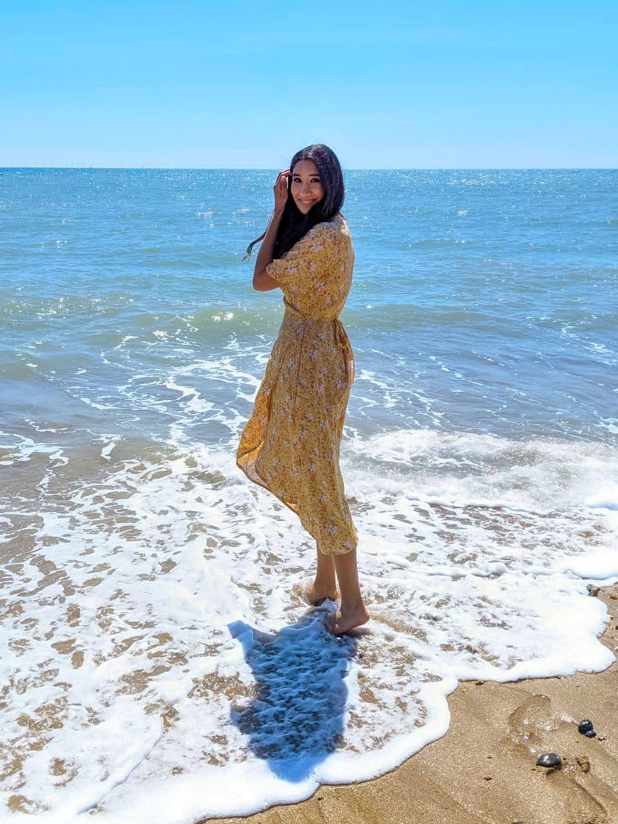 Claire - Midi Wrap Dress - Yellow