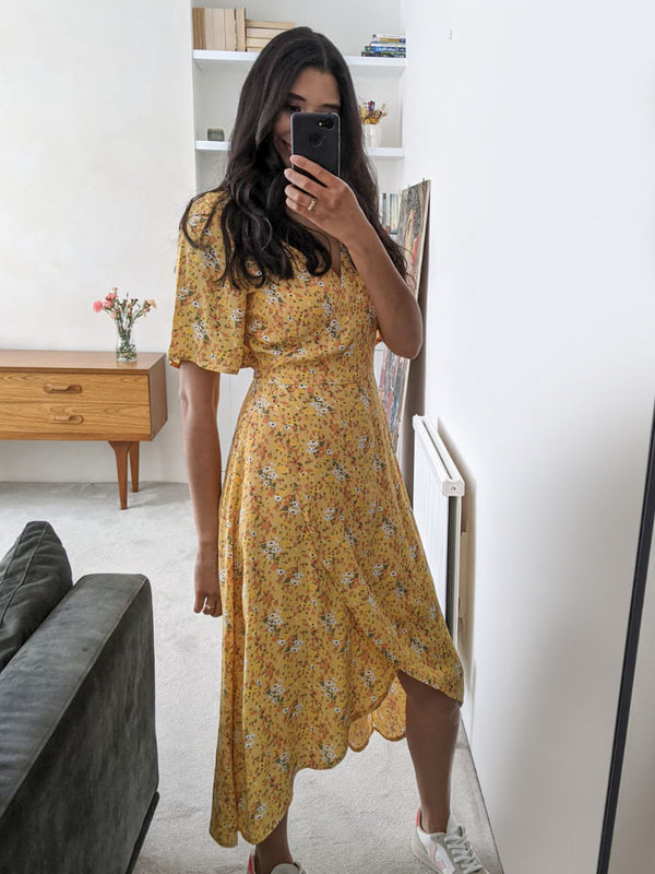 Claire - Midi Wrap Dress - Yellow