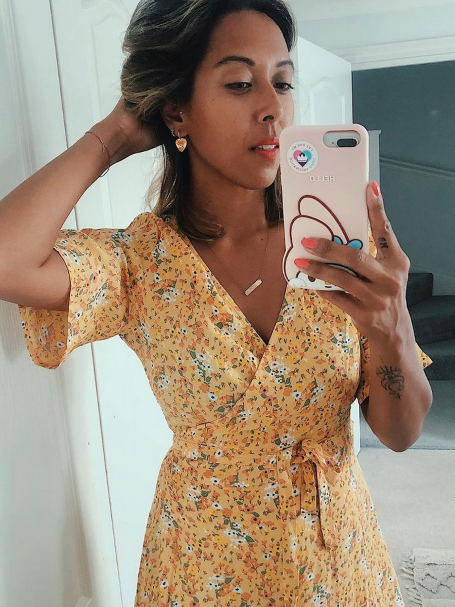 Claire - Midi Wrap Dress - Yellow