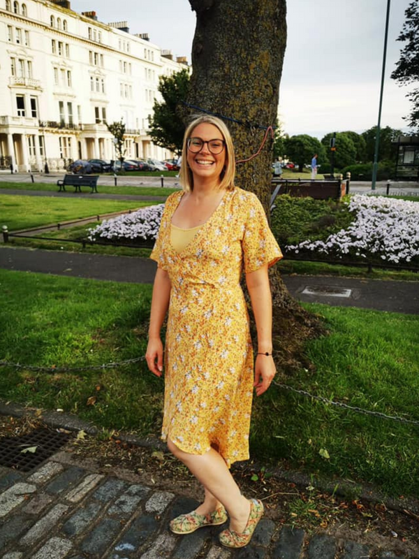 Claire Midi Wrap Dress Yellow