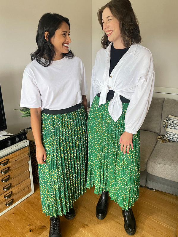 Gill - Pleated Skirt - Green Terrazzo