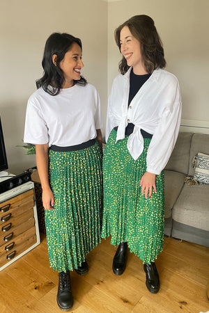 Gill - Pleated Skirt - Green Terrazzo