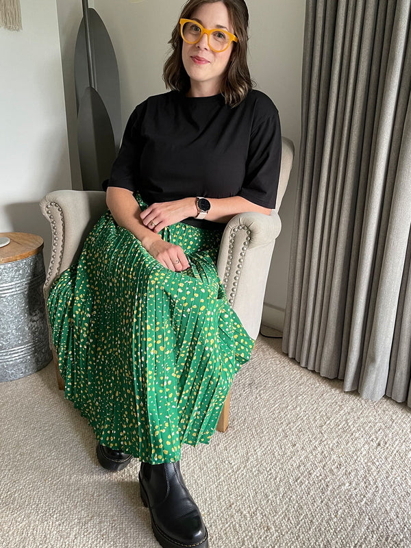 Gill - Pleated Skirt - Green Terrazzo