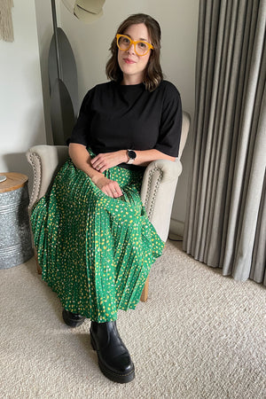Gill - Pleated Skirt - Green Terrazzo