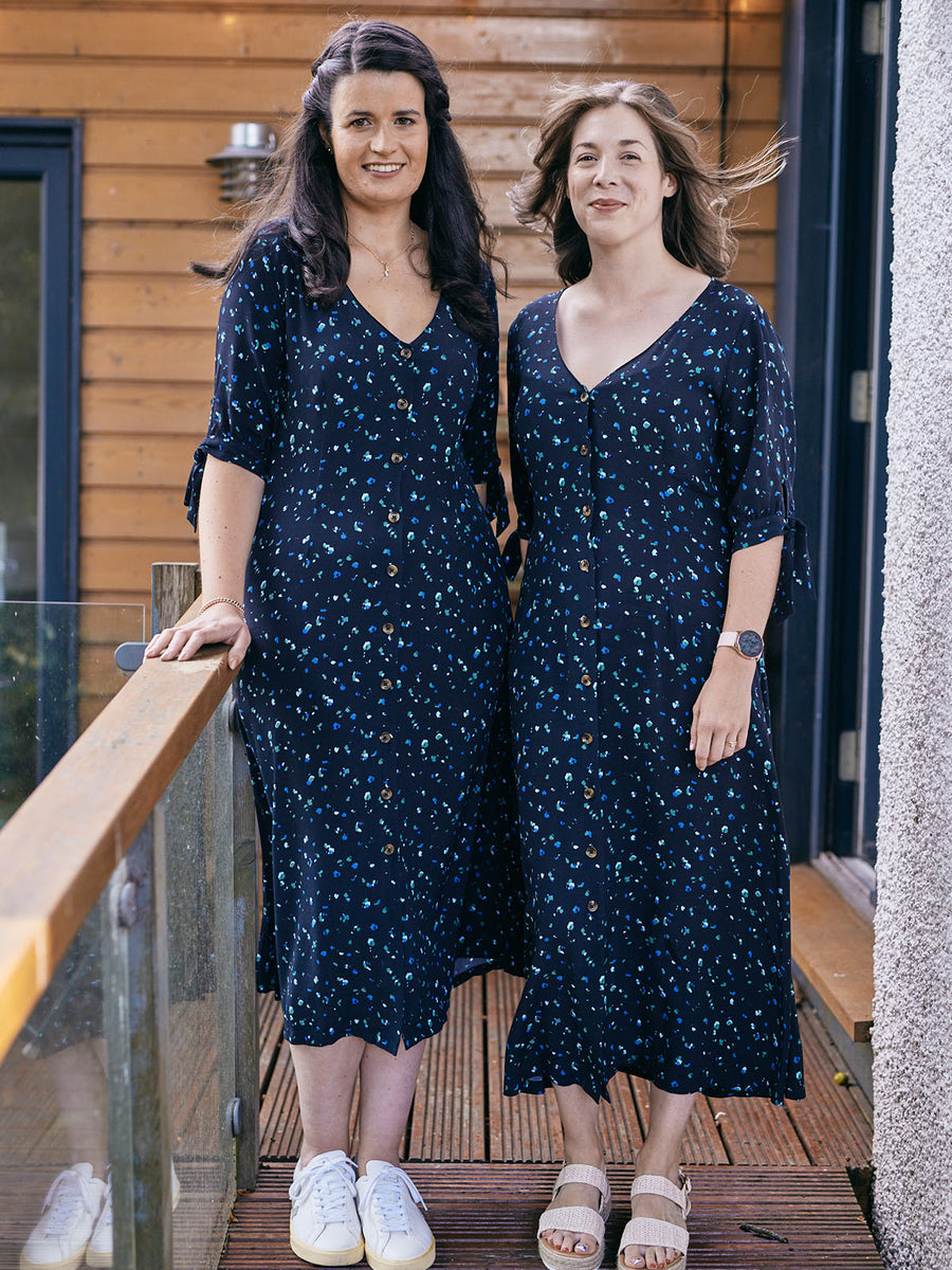 Alison - Ditsy Print Midi Dress - Black