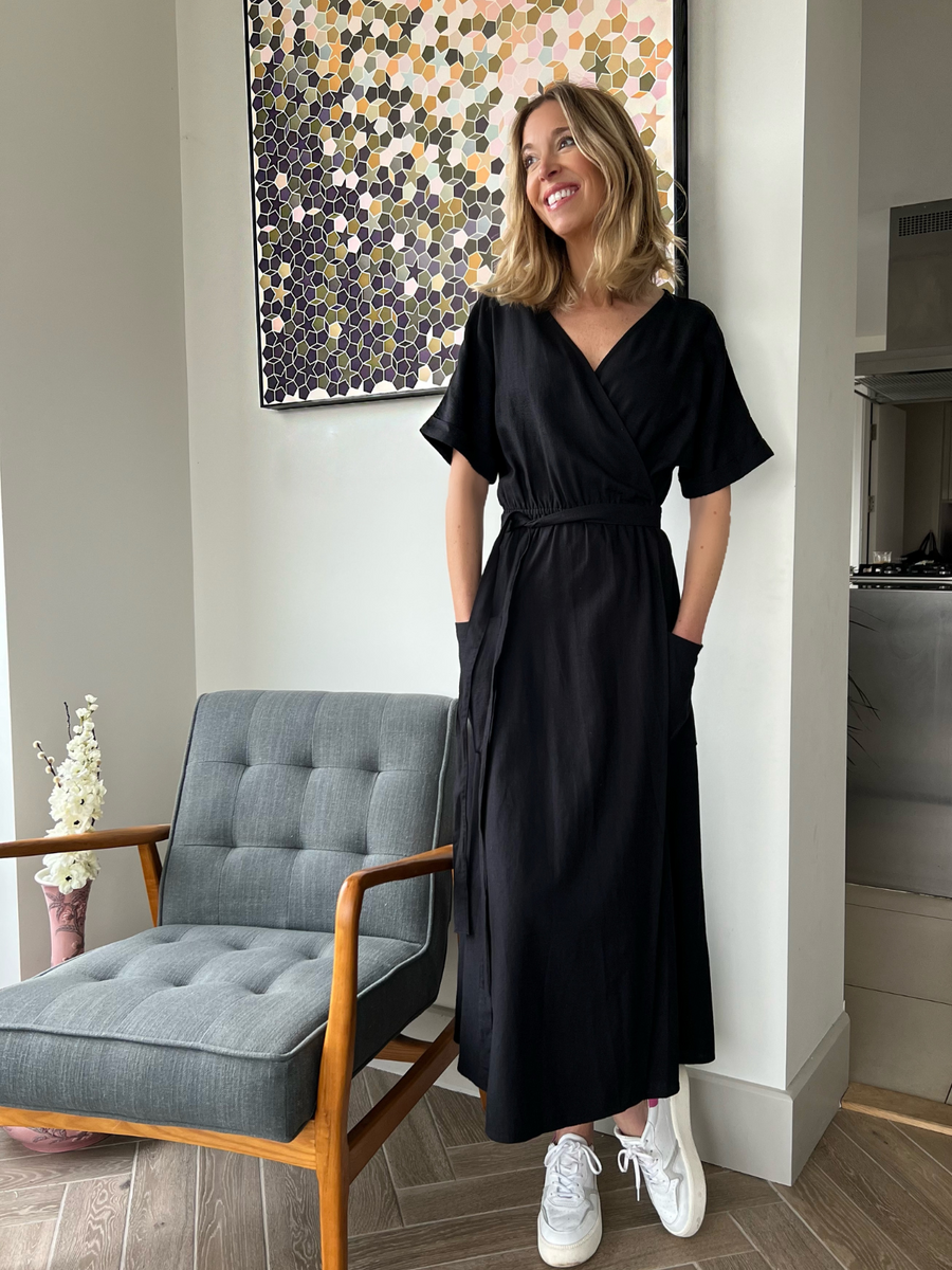 black wrap dresses Dress - style maxi dress Plunging V Women's Wrap Dresses - Anne