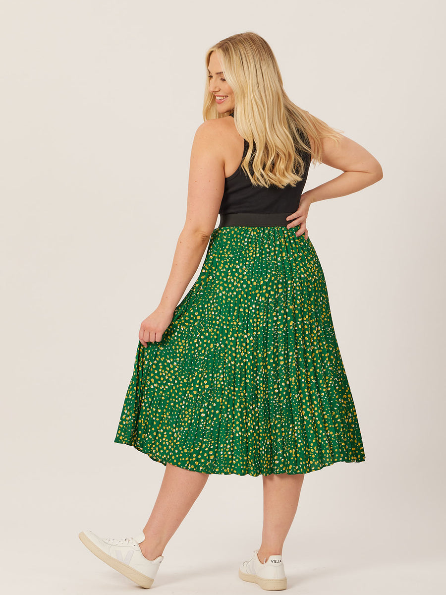 Gill - Pleated Skirt - Green Terrazzo