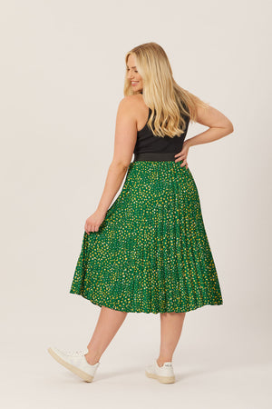 Gill - Pleated Skirt - Green Terrazzo