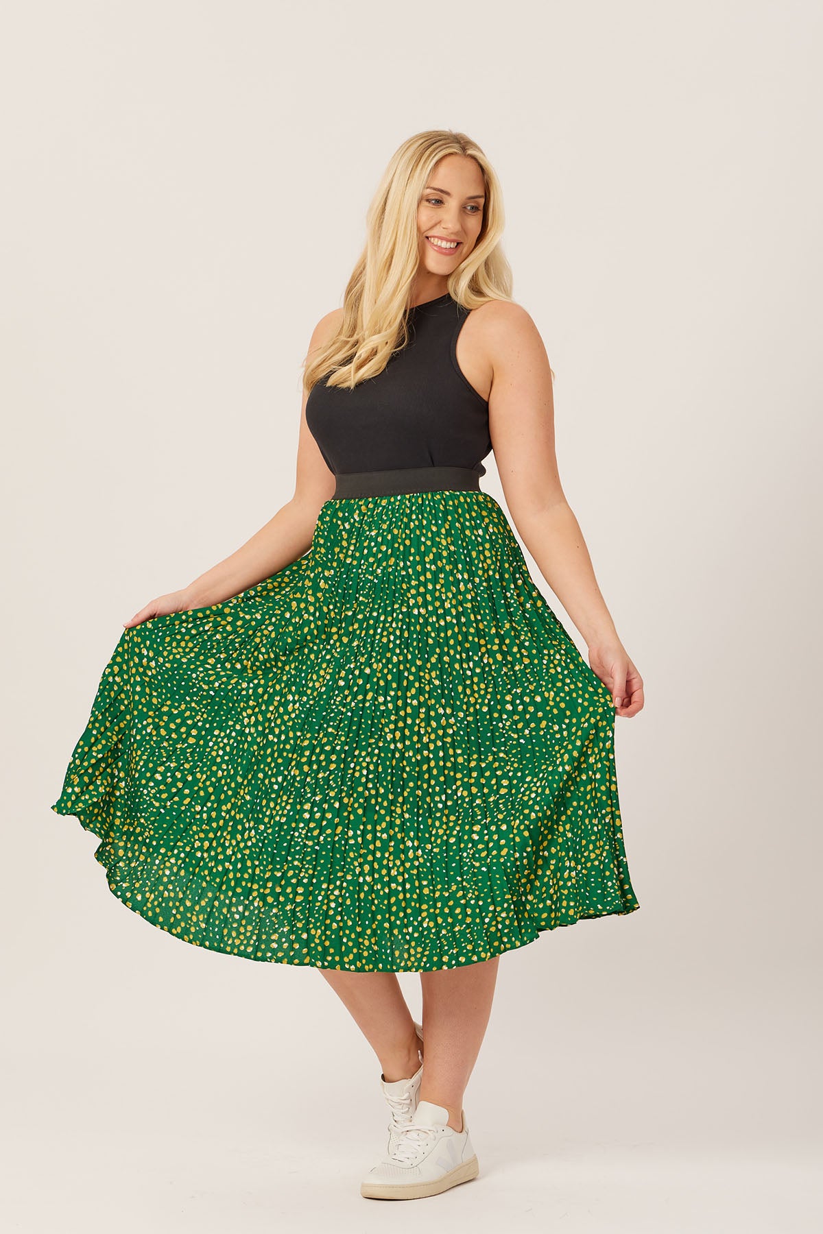 Gill Pleated Skirt Green Terrazzo