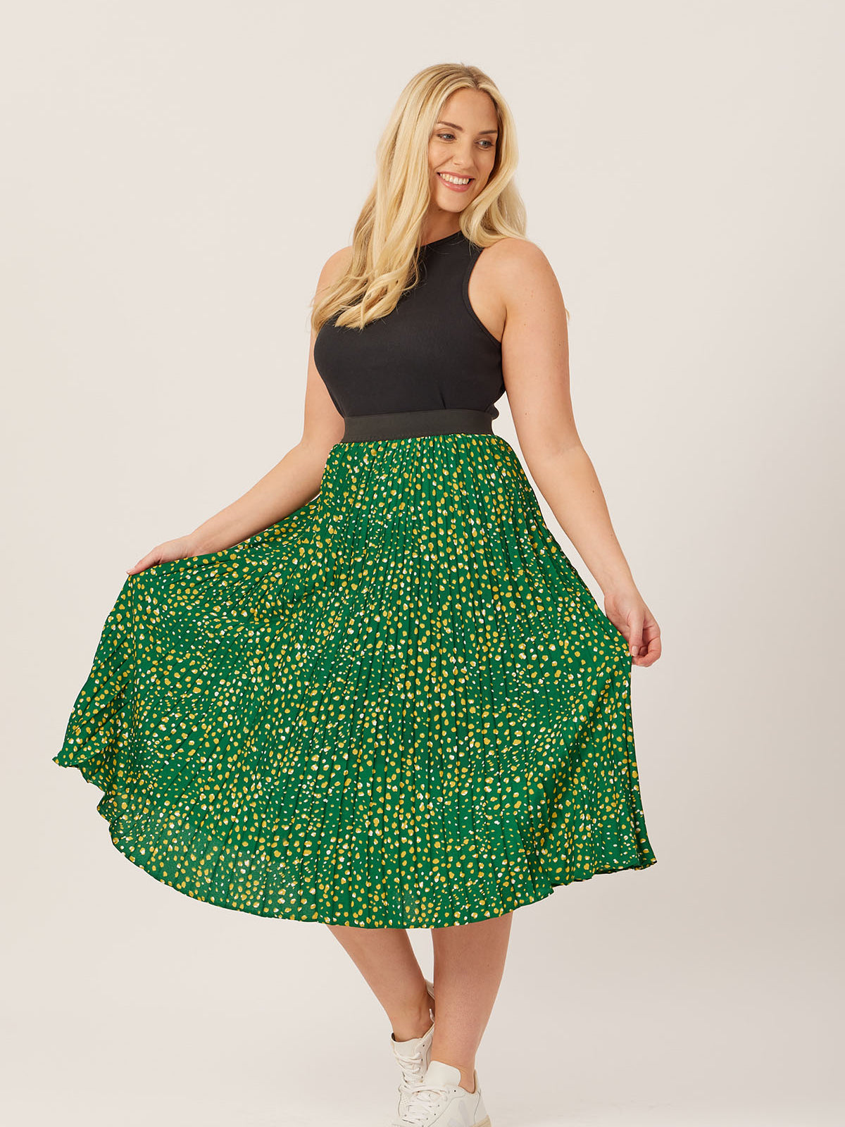 Gill - Pleated Skirt - Green Terrazzo