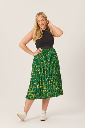 Gill - Pleated Skirt - Green Terrazzo