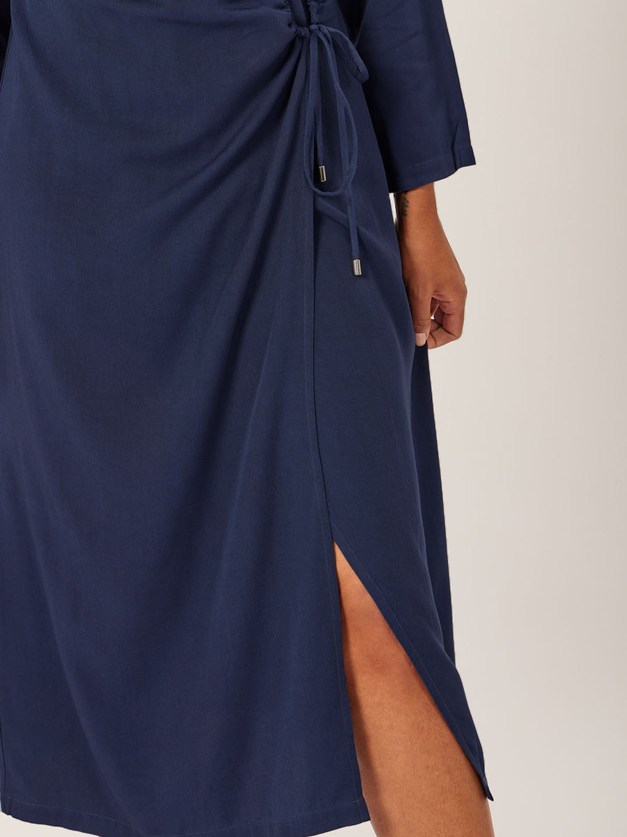 Christina - Wrap Midi Dress - Navy - Sample