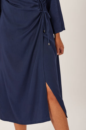 Christina - Wrap Midi Dress - Navy